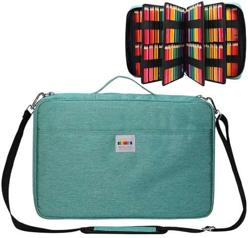 JAKAGO Federmäppchen mit großer Kapazität für 480 Buntstifte,Wasserdicht Stifttasche Schreibwaren Organizer für Malstifte Künstler Pinsel Fineliner Textmarker Geschenk für Kunststudenten（Grün）