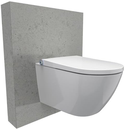 BERNSTEIN Dusch-WC Basic 1102 Komplettanlage in Weiß – Bidet-WC mit Warmwasser-Funktion, Japanische Toilette Soft-Close-Sitz, Spülrandlos, Nachtlicht, 180°-Vortex-Spülung, 5 Jahre Garantieerweiterung