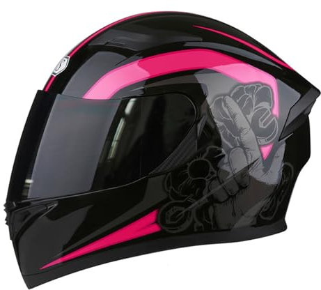 RUYICZB Casque De Moto Intégral Léger avec Double Lentille, Casques De Moto avec Plusieurs Aérations, Casque De Moto, Cyclomoteur, Scooter pour Hommes Et Femmes,Rose,3XL