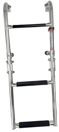 JISADER Badeleiter für Boote, Faltbare Einstiegsleiter für Pontonboote für Schwimmbäder, 3 Stufen Leiter