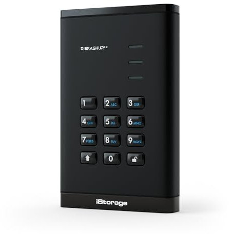 iStorage DiskAshur3 SSD 4TB Negro - Unidad de estado sólido portátil segura - Protegida con contraseña - Resistente al polvo y al agua - Cifrado de hardware