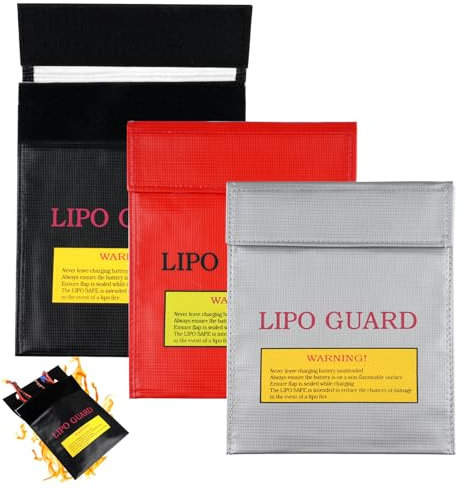 3 Stück Feuerfest Wasserdicht Safe Bag, Akku Tasche Feuerfeste Dokumententasche, Kleine Feuerfeste Geldtasche Battery Safety Guard für Aufbewahrung von Batterien oder Wertgegenständen - 18,5 x 22 cm