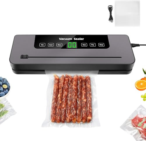 Vakuumierer - Vakuumiergerät, Lebensmittel bis zu 8x länger frisch, 30cm lange & stabile Schweißnaht, Automatischer Vakuumierer für Einhand-Bedienung, inkl. 10 Profi-Folienbeutel