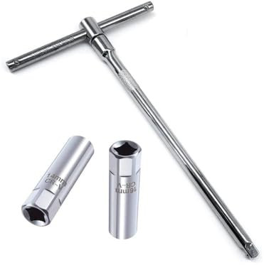 Wilsonzin Clé à bougie d'allumage longue 14 mm/16 mm - Douille de bougie d'allumage de moto - Clé à bougie flexible avec poignée en T coulissante - Pour voiture, moto, tronçonneuse
