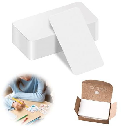 100 Stück Kraftpapier,Blanko Papier Karten Moderationskarten Kraftpapier Karten zum Selbstgestalten für DIY Schule Büro Vokabel Lernen Visitenkarten, Flash-Karten, weiße Postkart (9 x 5.4 cm)