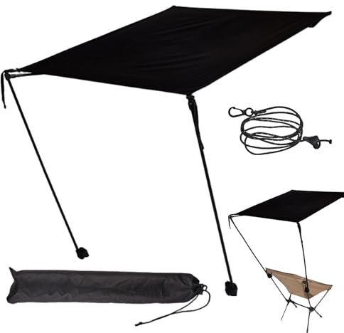 Sombrilla para silla con abrazadera ajustable, sombrilla de playa portátil, sombrilla retráctil para playa, toldo ligero, toldo de terraza para camping, aventuras al aire libre, Negro , Siehe