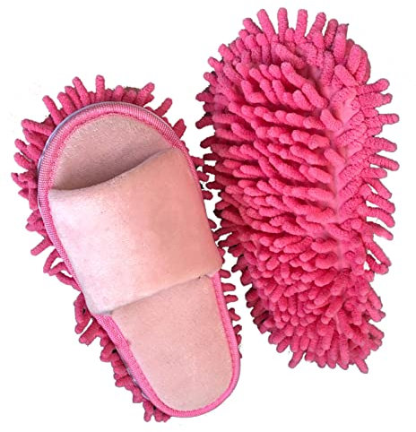 Mopp-Hausschuhe, Waschbar, für Herren und Damen, Haus-Mopp-Slipper, Chenille-Faser, Staubmopp, Lustige Mopp-Schuhe, Slipper für Zuhause, Büro, Küche, (M 39-41)