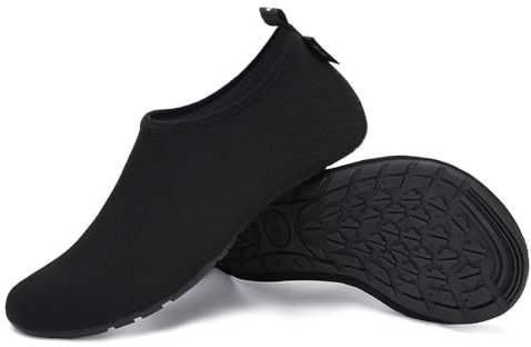 SAGUARO Badeschuhe Herren Wasserschuhe Damen Schwimmschuhe Aquaschuhe Schnell Trocknend Strandschuhe Surfschuhe Leicht Neoprenschuhe Wassersportschuhe Tauchschuhe Sattes Schwarz Gr. 44/45 EU