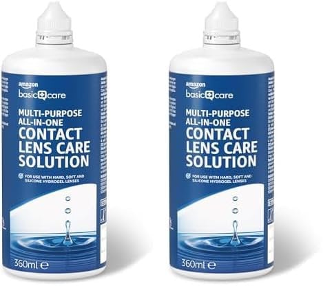 Amazon Basic Care – All-In-One Kontaktlinsenflüssigkeit, vielseitig einsetzbar, 3 x 360 ml (Packung mit 2)