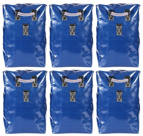 BOXOB 6pcs Vinyl Sandbags, Heavy-Duty Sand bags with Handles for Bounce House Canopy Tent Water Slides Secure Anchoring for Outdoor Inflatables Durable Weather-Resistant (Blue)