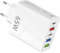 Cargador Múltiple 65W 5 Puertos USB C, QC3.0, Adaptador USB C PD, Cargadors Rápido para Móviles Samsung, Xiaomi, iPhone, Tablet, Cargador USBC Múltiple para Viaje y Oficina