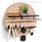 Dxiunove Schlüsselboard Vintage Holz mit Ablage Schlüsselbrett Rund Schlüsselhalter für Zuhause Dekorative Wandmontage Schlüsselbrett mit Vintage Charme(Holzfarbe)
