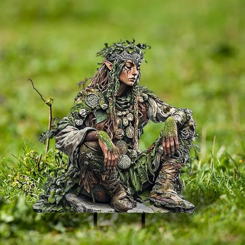 Figure da giardino per esterni, resistenti alle intemperie, decorazione da giardino, tartaruga e nano da giardino, statuetta in resina 2D, regalo decorativo per laghetto 2D, colore A