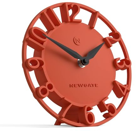 NEWGATE® Timewarp Schreibtischuhr | Runde skelettuhr | Orange | Moderner designerstil für Schreibtisch, tischplatte, kaminsims, Regal oder nachttisch | Für küche, Wohnzimmer, büro