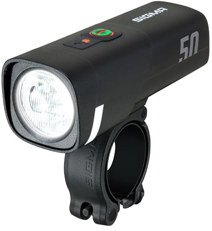 SIGMA Aura 50 | StVZO konformes LED Fahrradlicht mit 50 LUX | Vorderlicht mit 2 Leuchtmodi & Automatische Lichtanpassung |lange Akkulaufzeit| USB-C