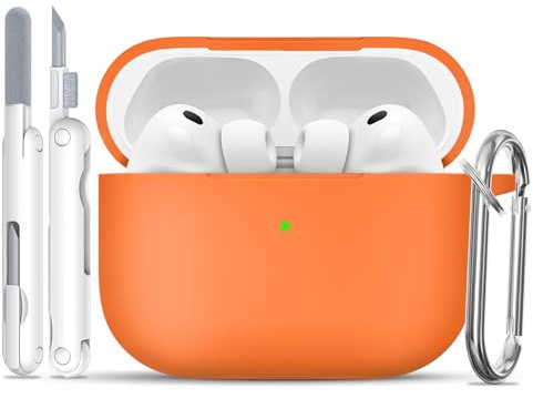 TNSNK für AirPods Pro 3 Hülle, A6-Orange | Weiches Silikon, unterstützt kabelloses Laden, with Clean Kit & Keychain, Leicht, Rutschfest, Kratzfest