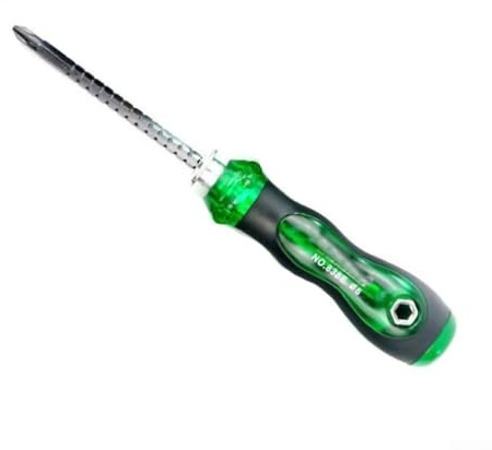 Jonikuper Adjustable Ratchet Screwdriver with Magnetic Retractable Dual Head for SL6 and PH2 Bits, Chrome Vanadium Steel Handle, Home Repair Tool(SKU)
