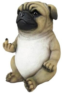 Generisch Mops Figuren mit Stinkefinger Harz Böser Mops Mittelfinger Realistisch Hund Dekofigurer, 8,5cm hoch, Ornament für Wohnzimmer & Schreibtisch Deko, Lustiges Geschenk für Freunde