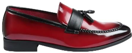 Infinity Leather Dolcetto Herren-Slipper aus rotem Kunstleder mit hochglänzendem Quastenmuster – Elegante und lässige Schuhe