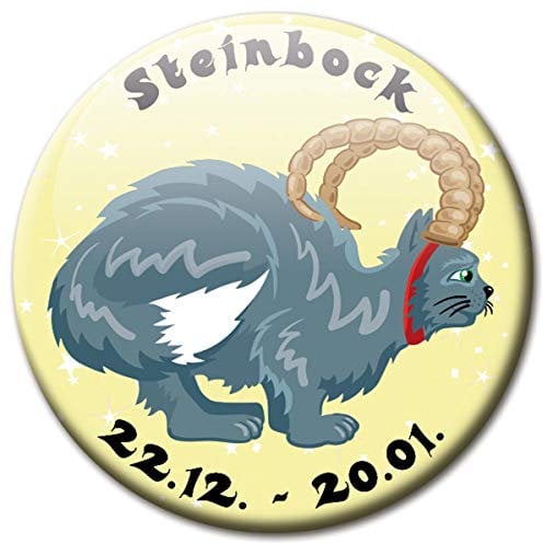 Kühlschrankmagnet Sternzeichen Steinbock Spruch Magnet Katze lustig für Katzenliebhaber Kühlschrank stark groß 50 mm