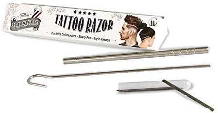 Pen Razor Beardburys, Tattoo Razor de Acero Inoxidable, Diseños en el Cabello.