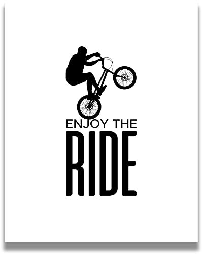 Enjoy The Ride – ungerahmter BMX-Kunstdruck auf weißem Hintergrund – ungerahmtes Kunstwerk auf Fotopapier gedruckt