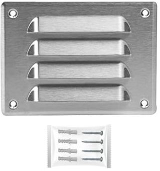 H&C VENT Grille Aeration Inox 140x105mm avec Moustiquaire │ Evacuation Caches Tuyau Ventilateur │ d'Extraction Ventialtion │ Exterieur Interieur │ Gaine Cache Extracteur d'air VMC │ Climatiseur Seche