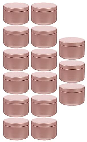 Milisten 24 Unidades de Cajas para Velas DIY Latas de Aluminio para Velas Redondas de Metal con Tapas Cajas para Hacer Velas Vacías Artesanales Cajas para Hacer Velas DIY Rosa