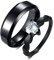 Gualiy Edelstahlringe Partnerring, Ringe Paare Silber 6MM Schwarzer Ring, Ring mit Zirkonia Herz Hochzeit Ringe Damen 52 (16.6) & Herren 65 (20.7)