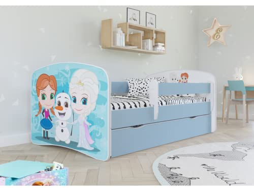 KOCOT KIDS Babybett 2, blau, Die Eiskönigin, mit Schublade und Matratze, 140/70 cm