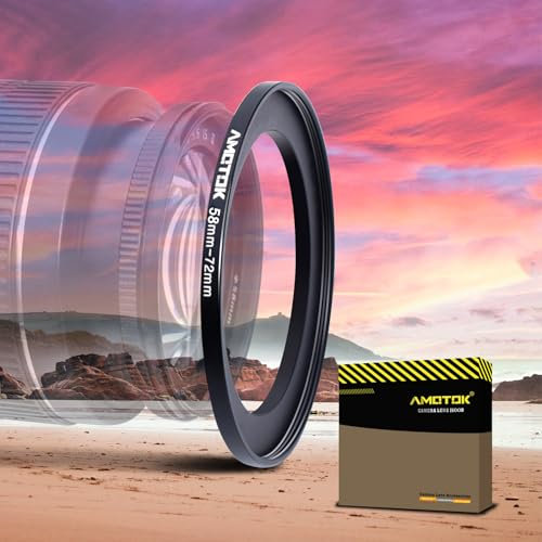 58mm-Objektiv auf 72mm-Kamera-Filterring, kompatibel mit Allen 58mm-Kameraobjektiven auf 72mm-UV-CPL-ND-Filterzubehör und 72-mm-Gegenlichtblende (58-72 mm)