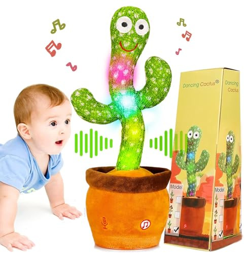 Dancing Talking Cactus Toy, Baby Singing Recording Mimicking Cactus Toy, Repeats What You Say, Musical Interactive Infant Toddler Toys for 1 Year Old Boys Girls, Baby Easter Basket Stuffers Gifts