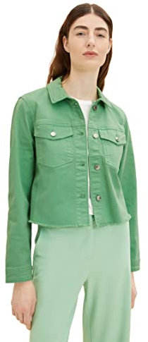 TOM TAILOR Damen 1035325 Basic Jeansjacke, 31034 - Okra Green, M
