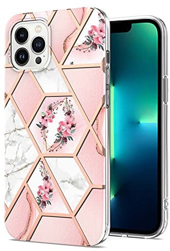 iPhone 14 Pro Marble Case, iPhone 14 Pro Phone Case for Girls Women Slim Soft Gel Silicone TPU Bumper Cover Anti-Scratch Protective Shockproof Back Cover Case for iPhone 14 Pro, Pink