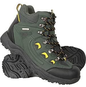 Mountain Warehouse Adventurer Mens Waterproof Boots - IsoDry Shoes with Synthetic Upper, Mesh Lining, Deep Lugs & EVA Cushioning - Spring Summer, Hiking & Outdoors Green Adult Shoe Size 11