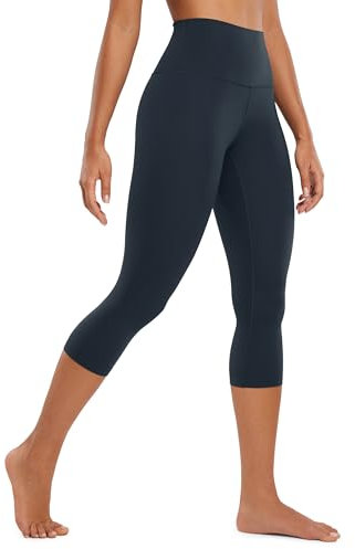CRZ YOGA Butterluxe Damen High Waist 3/4 Leggings Capri Blickdicht Sport Yoga Fitness Sommer Sporthose - 48cm Echte Marine 42