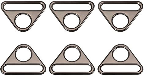 sourcing map 6 Stück D Ringe Metall Dreieck Schnalle Versteller 1,5 D Ringe 38mm Triangel Schnallen Taschenzubehör für Taschen DIY Handtasche Geldbörse, Dunkelgrau
