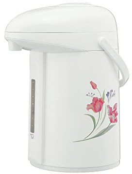Zojirushi Mahobin AB-RY22-FZ Glass Air Pot, 0.7 gal (2.2 L), Press and Press Pot, Vacuum Insulated Structure, Delicious Hot and Cold Retention, Graceful Flower
