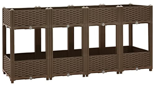 Homgoday Erhöhtes Pflanzgefäß für Balkon, Hochbeet für Gemüsegarten, für den Außenbereich, Blumenkasten mit Spalier für den Außenbereich, 160 x 40 x 71 cm, aus Polypropylen