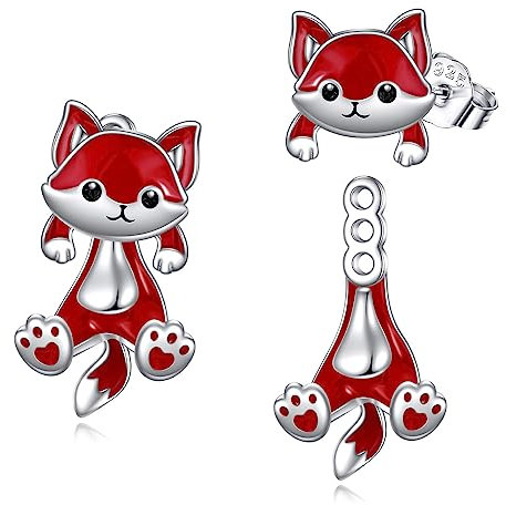 POPLYKE Fuchs Ohrstecker für Damen - 925 Sterling Silber Ohrringe, Hypoallergener Schmuck - Geschenke zum Geburtstag