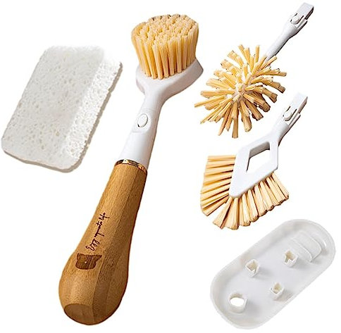 Joberio Cepillo para Platos con Soporte | Cocina Cabezales,Herramienta Limpieza ángulo Ajustable Cocina para ollas, sartenes, Esquinas, Botellas, Platos