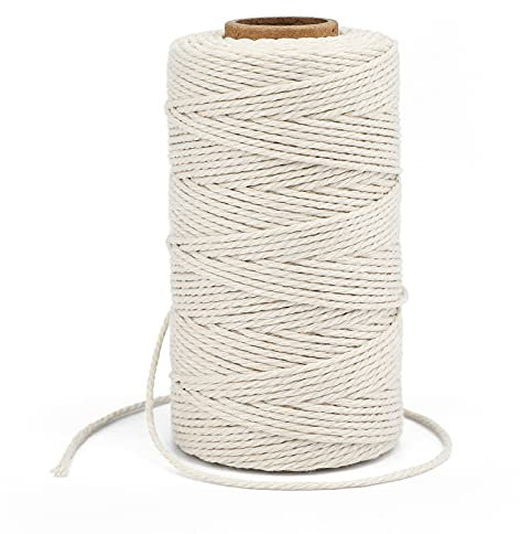 KINGLAKE Spago di cotone da 100 m, 2 mm, spago per macellai, panettieri, colore beige, per cucina, carne, cottura, artigianato artistico, confezionamento, giardinaggio, 2 mm x 100 m (JH01)