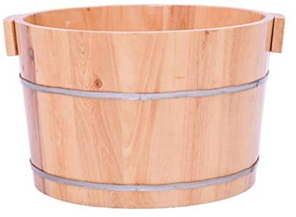 SilteD Eimer für Fußbad, Sauna-Zubehör, Sauna-Eimer, Wassereimer, handgefertigte Fußbadewannen aus Holz, Fußentspannungsfass (Farbe: A) Present