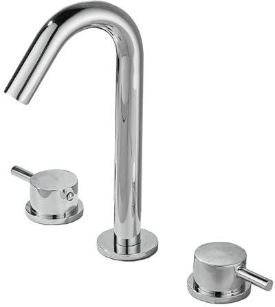 ZYCDP Robinet de lavabo à 3 Trous Robinet Mitigeur de Lavabo avec Deux Poignées Mitigeur Salle de Bain Laiton Robinet d'eau Chaude et Froide, chrome