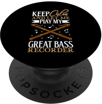 Reste calme - je joue de la grande flûte à bec basse PopSockets PopGrip Adhésif