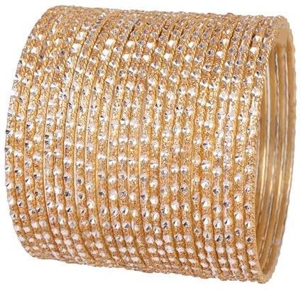 Touchstone New Indian Bollywood Fresh Fashion Handcrafted Pretty Hand Saw Peeled Rose Gold Color Exotic Designer Jewelry Bracelets Bangle. Set of 24. in Gold Tone for Women.