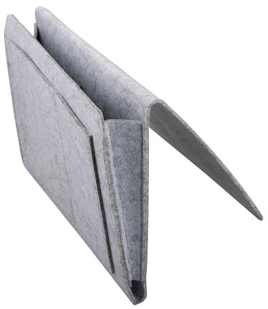 Rumyve Bedside Storage Bag,Bedside Storage Hanging Double Layer Storage,Non-Slip Bed Pocket,Bedside Storage Books,Glasses,Mobile Phone, Tablet,Remote Control(Grey)
