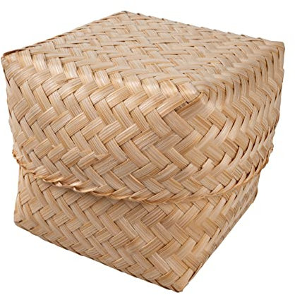 CCcollections Panier de riz gluant traditionnel en bambou fait à la main – Panier de service pour le riz (Single Square)
