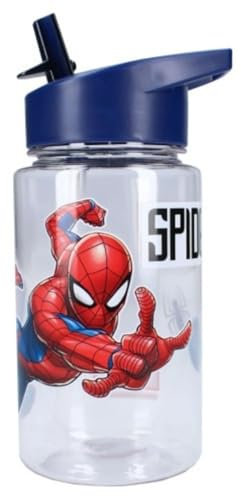 My sweety pop Trinkflasche - Kunststoff - Spiderman - für Kinder - Kindergarten - Schule - Urlaub - Mahlzeit - 12 cm - für Jungen - 450 ml - Hydration - Geschenkidee