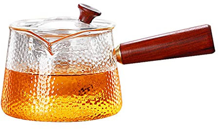 LeGDOr Tetera de vidrio, Tetera de vidrio apta para estufa con infusor, para té y café, Tetera de borosilicato para té suelto